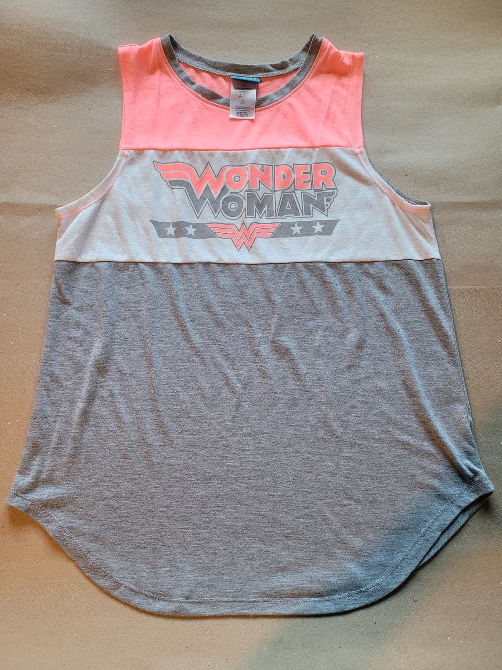 Wonder Woman Tank Top - Pink, White, Gray